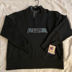 Mens Champion Super Fleece Snap Mockneck L